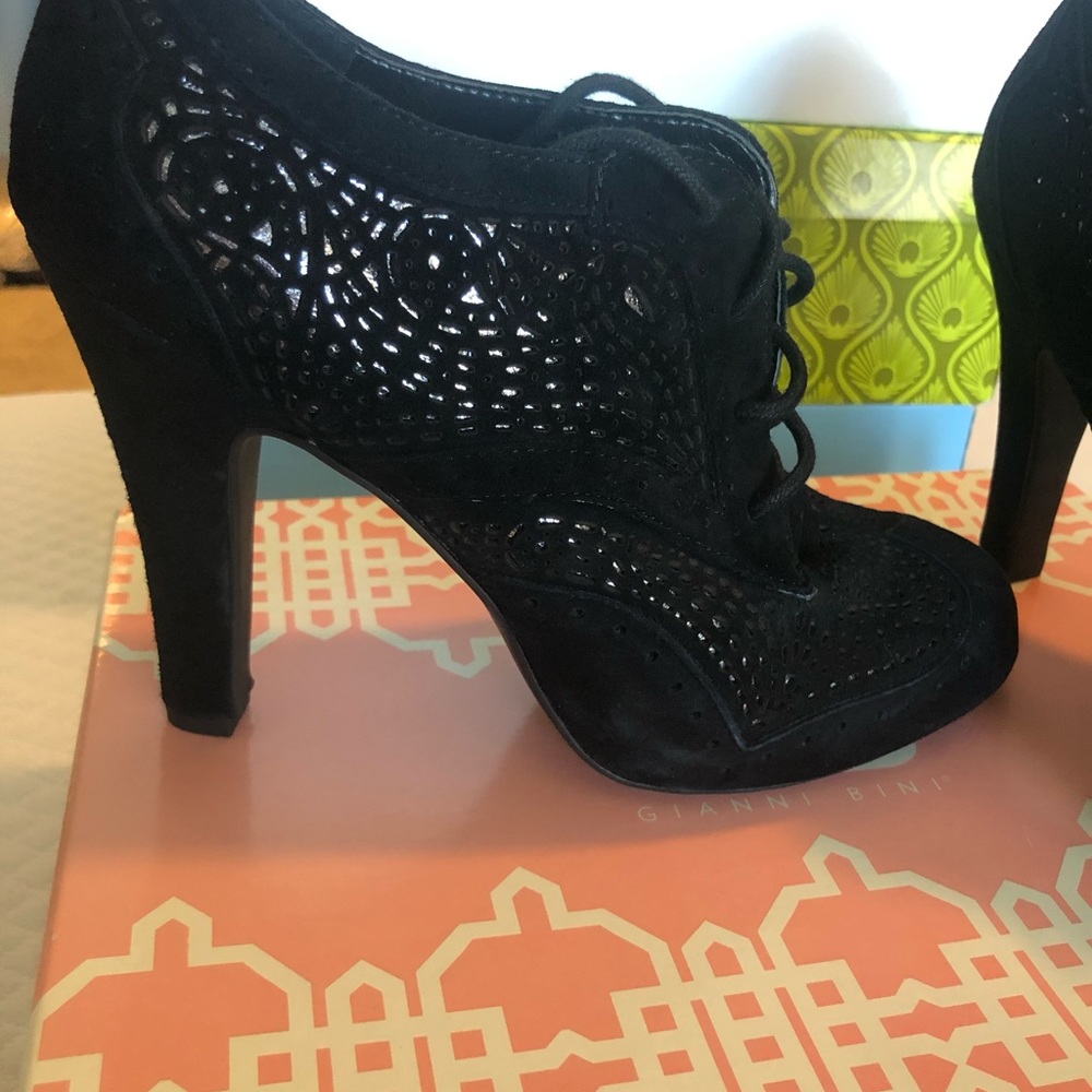 Black lace up booties